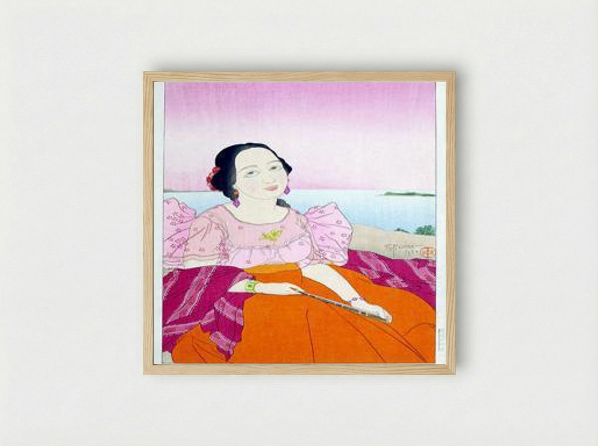 Portrait of a Chamorro Woman - Red - Framed Print Wood