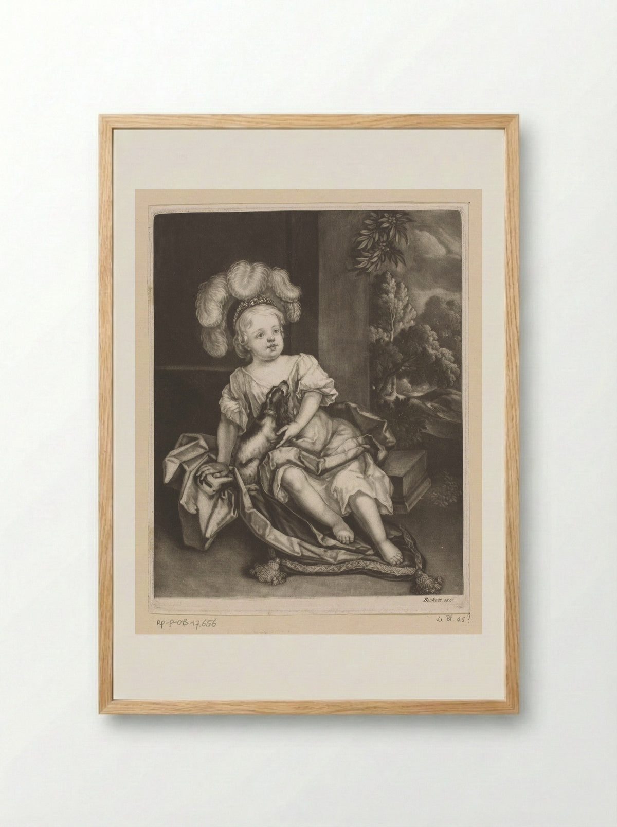 Portrait of a Child with a Dog, possibly William, Duke of Gloucester - Isaac Beckett - Framed Print Wood
