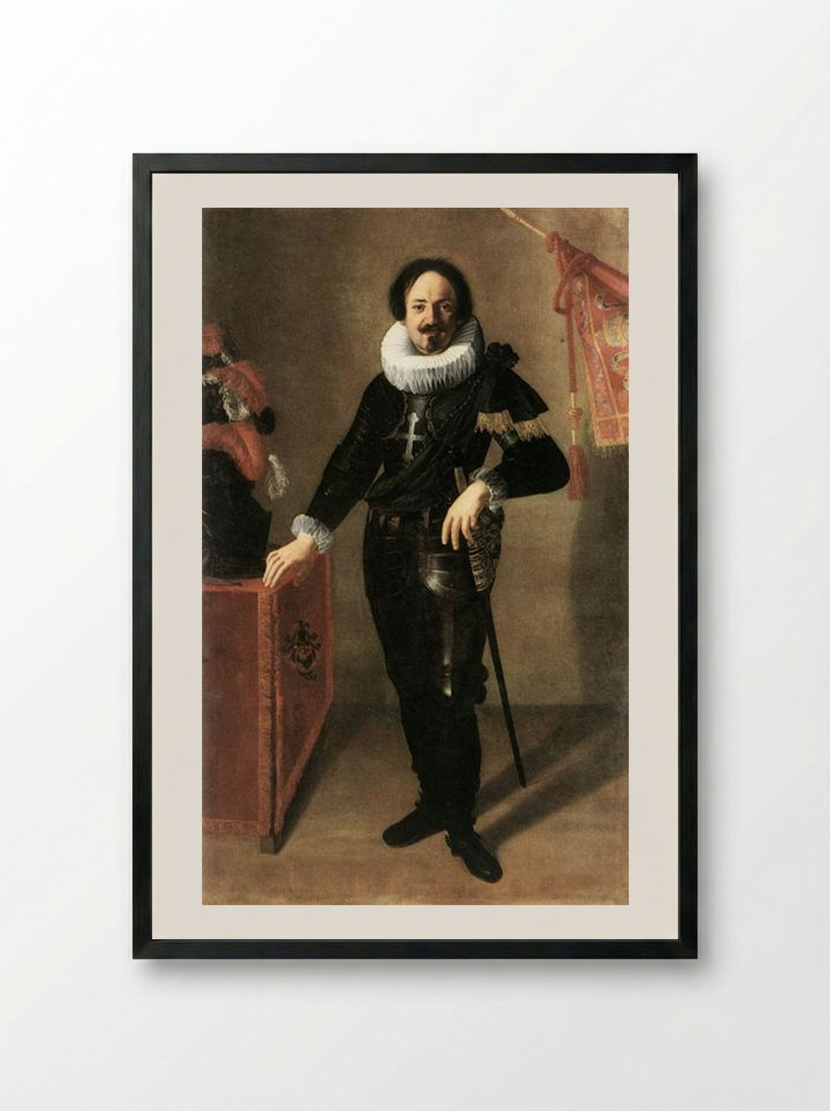 Portrait of a Condottiero - Artemisia Gentileschi - Framed Print Black