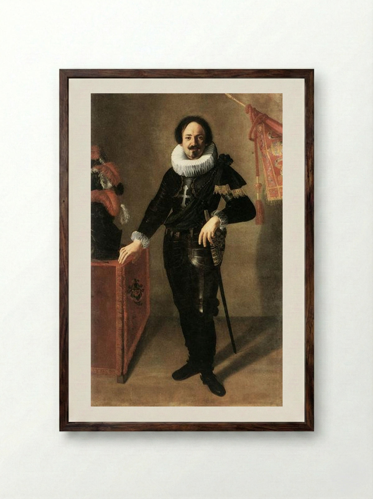 Portrait of a Condottiero - Artemisia Gentileschi - Framed Print Dark Wood