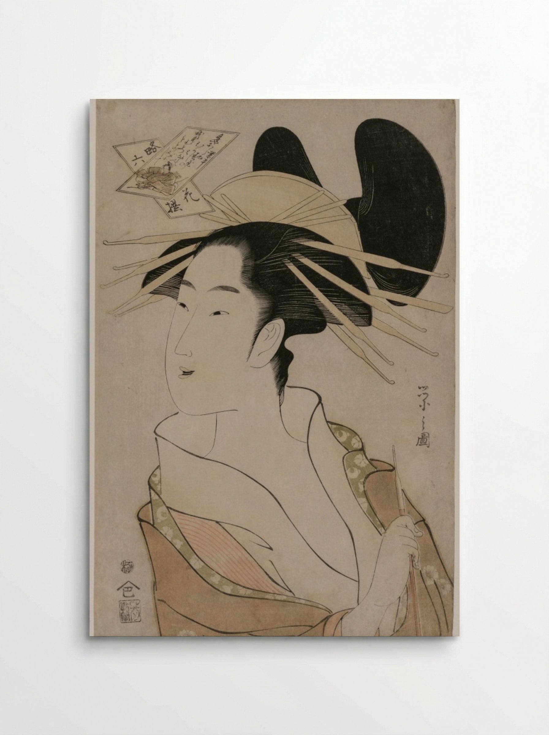 Portrait of a Courtesan Holding a Pipe - Chōbunsai Eishi - Poster