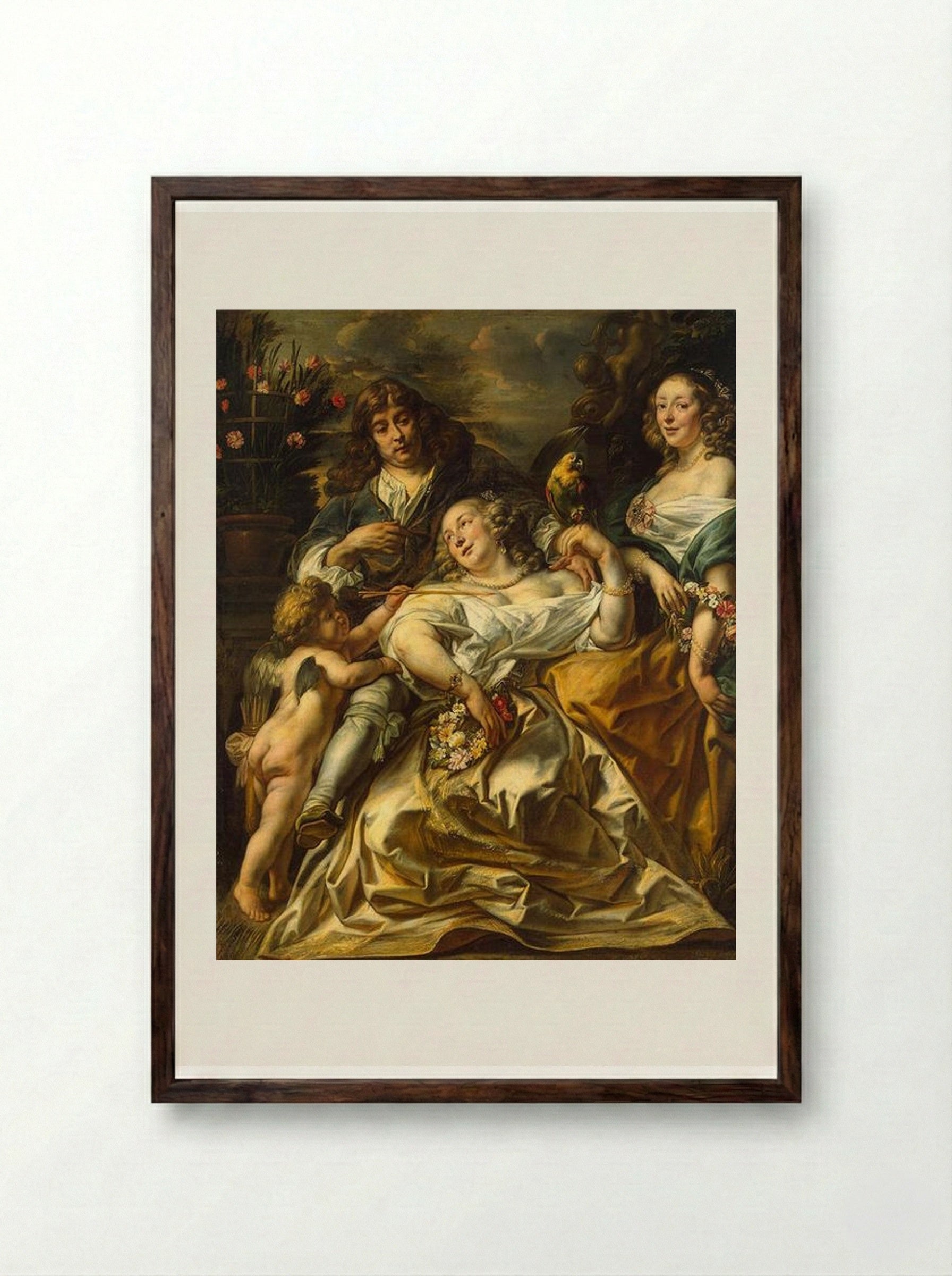 Portrait of a Family - Jacob Jordaens - Framed Print Dark Wood