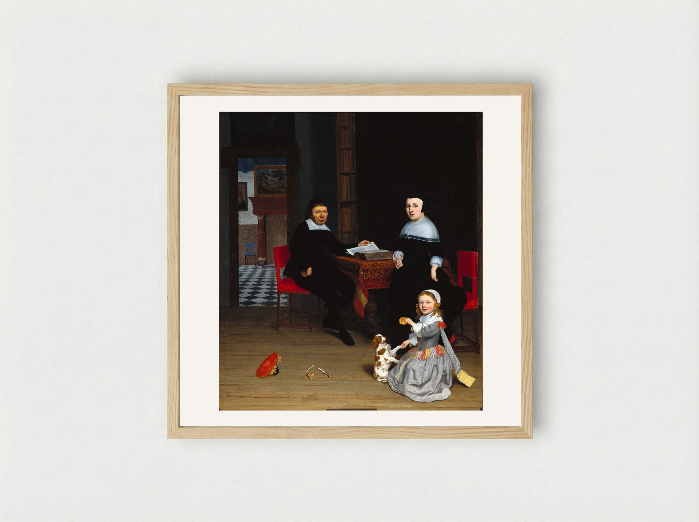 Portrait of a Family - Jakob Ochtervelt - Framed Print Wood