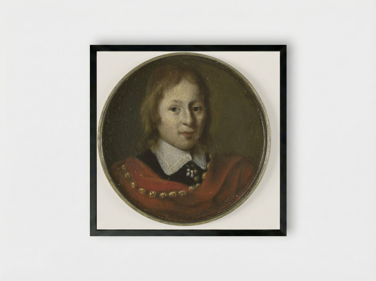 Portrait of a Fifteen-Year-Old Boy - Gerrit Lundens - Framed Print Black