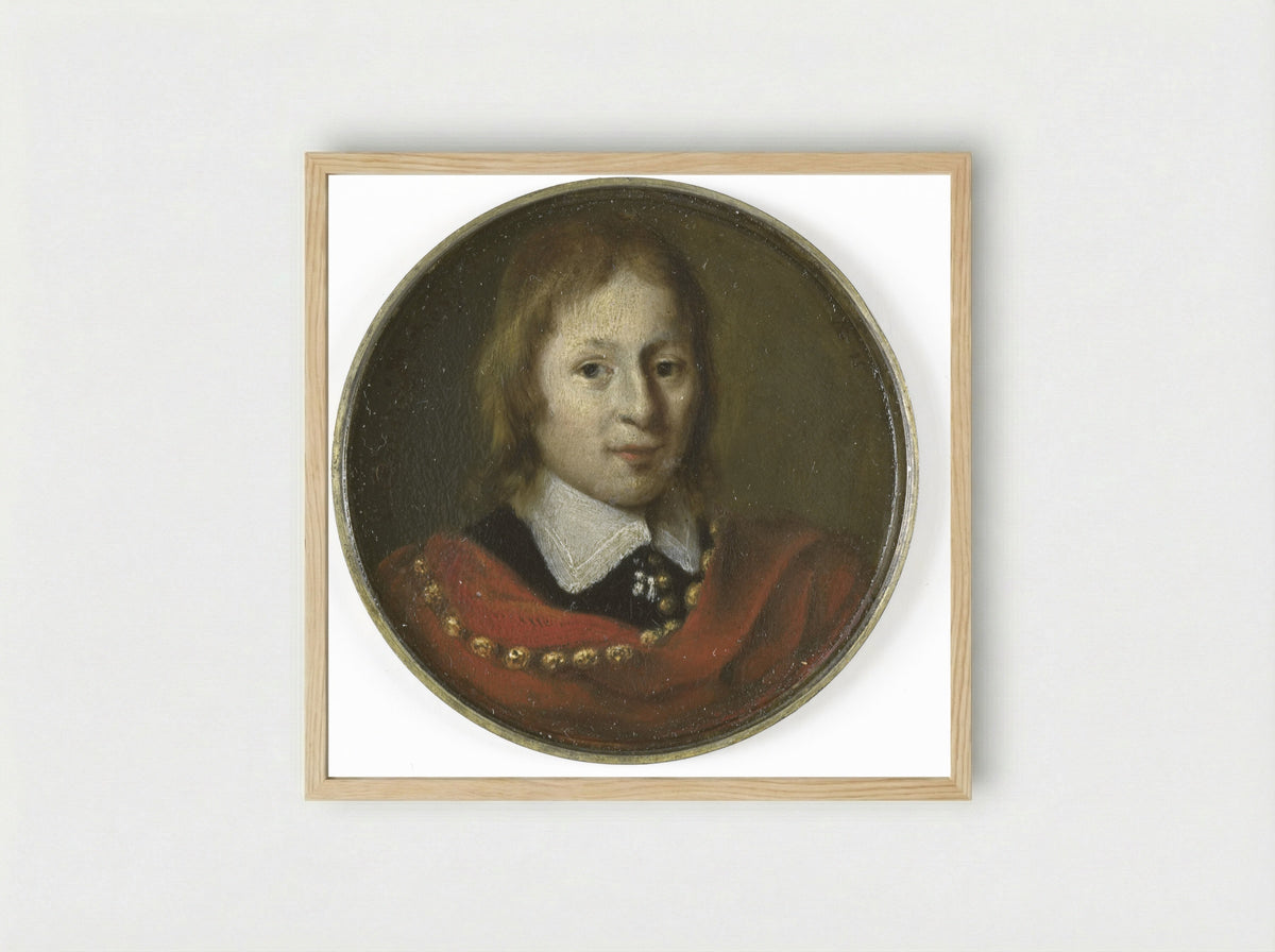 Portrait of a Fifteen-Year-Old Boy - Gerrit Lundens - Framed Print Wood
