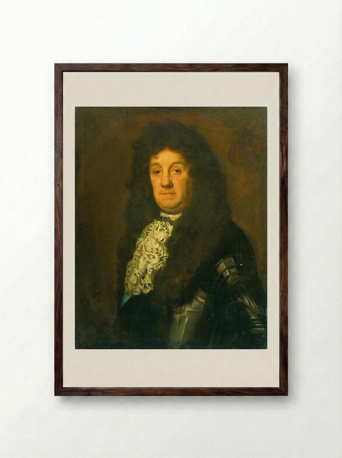 Portrait of a Gentleman in Armour - David van der Plas - Framed Print Dark Wood