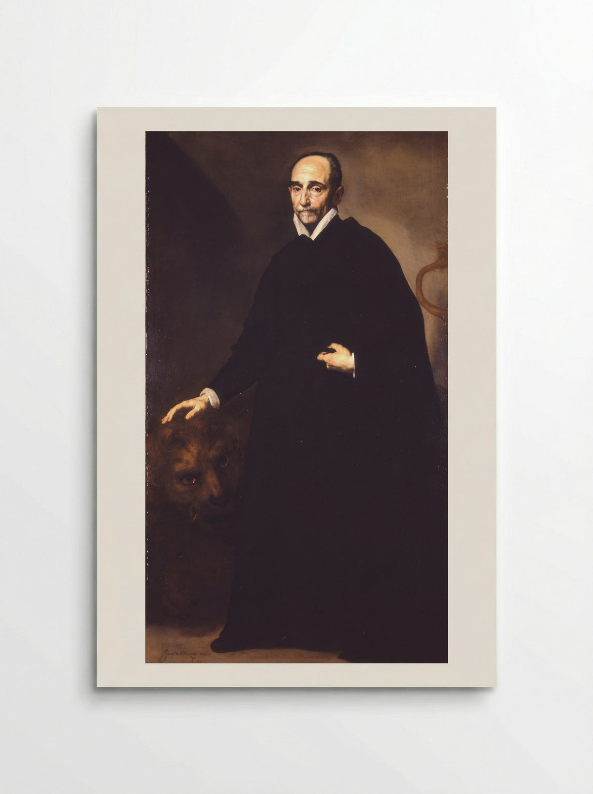 Portrait of a Gentleman with a Lion - Jusepe de Ribera - Poster