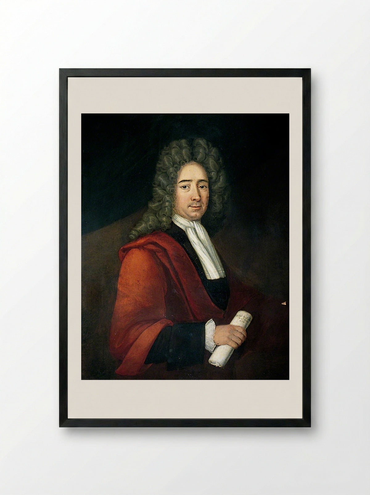 Portrait of a Gentleman with a Scroll - Pierre Mignard - Framed Print Black