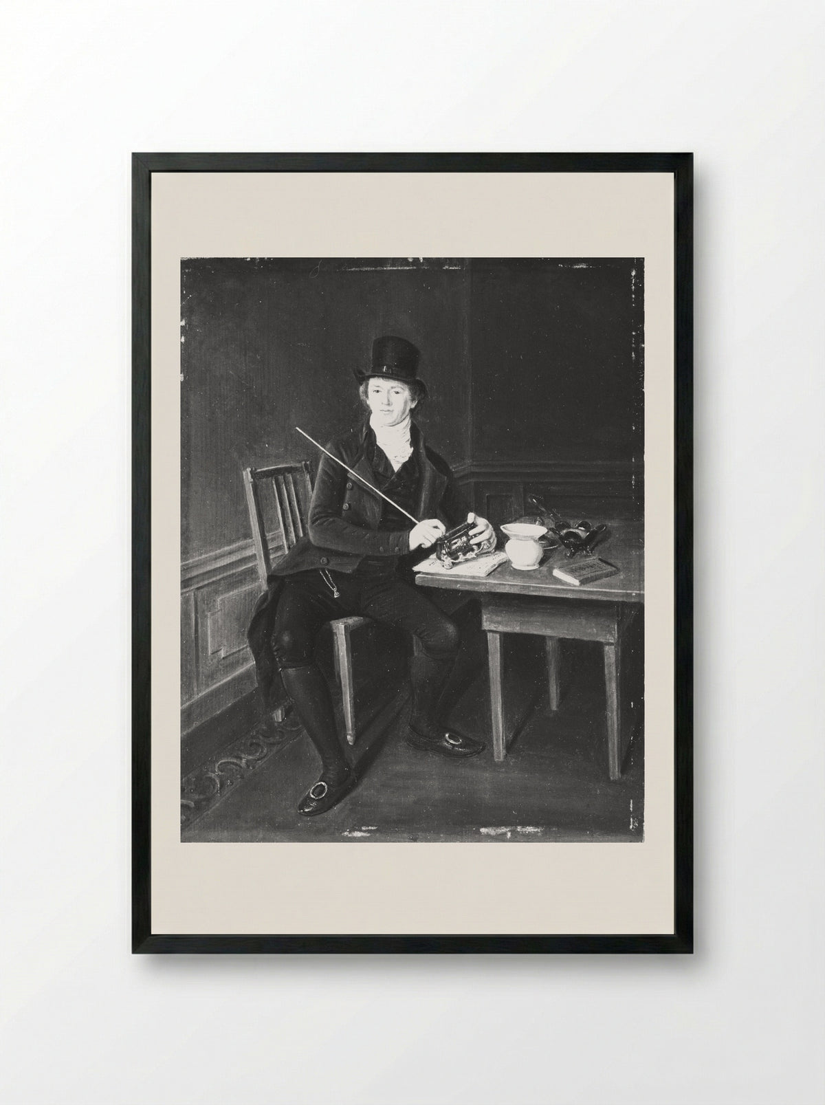 Portrait of a Gentleman with a Snuffbox - Johannes Petrus van Horstok - Framed Print Black