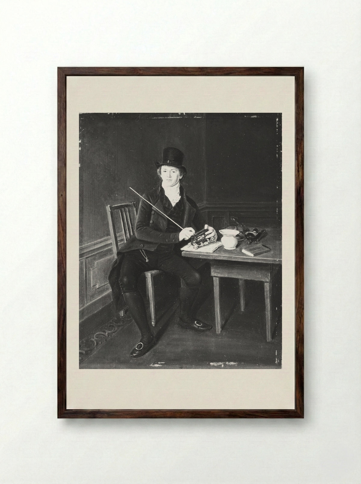 Portrait of a Gentleman with a Snuffbox - Johannes Petrus van Horstok - Framed Print Dark Wood