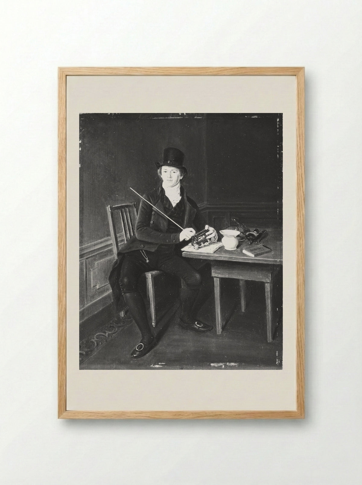 Portrait of a Gentleman with a Snuffbox - Johannes Petrus van Horstok - Framed Print Wood