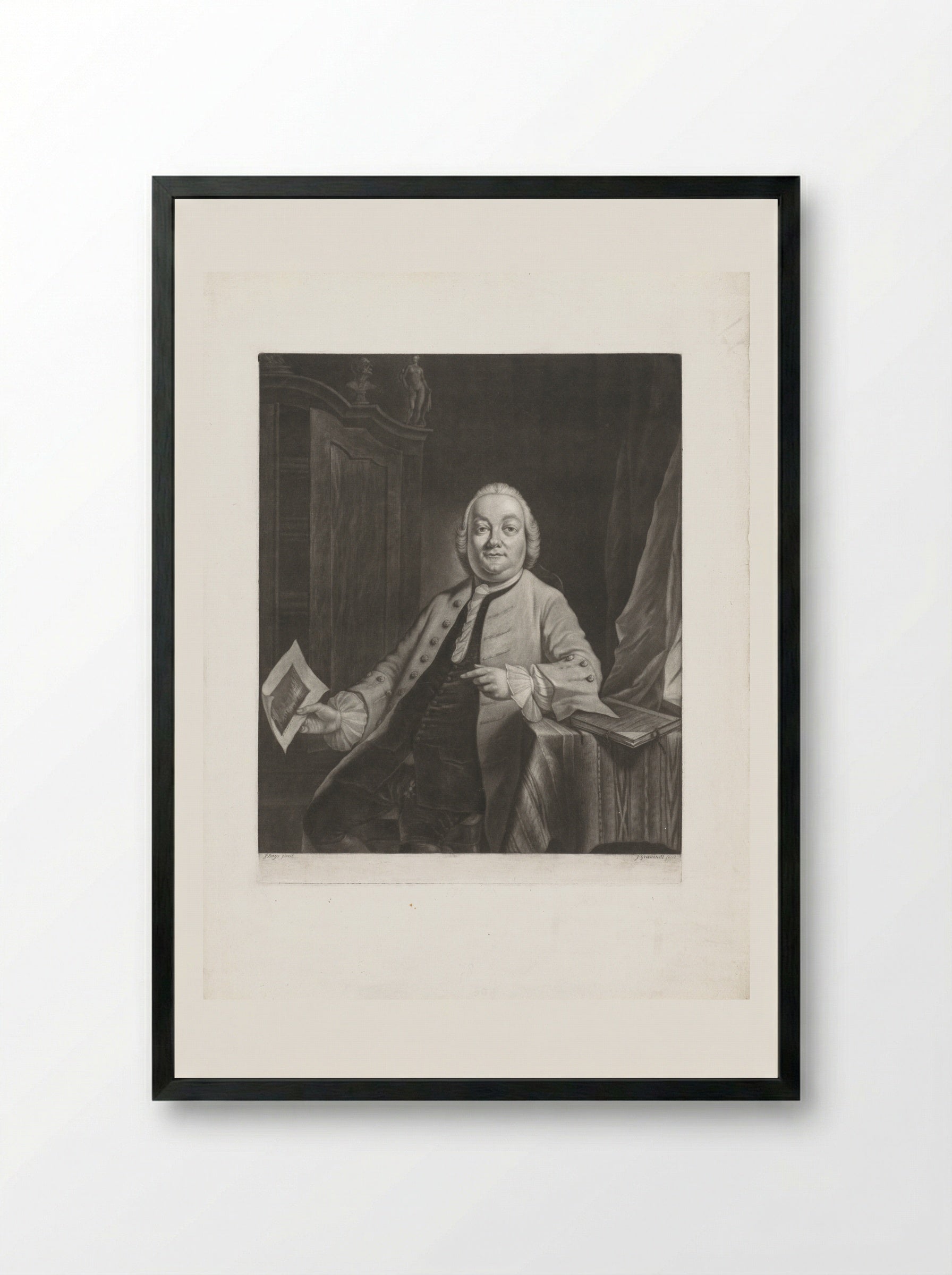 Portrait of a Gentleman - Simon Fokke - Framed Print Black