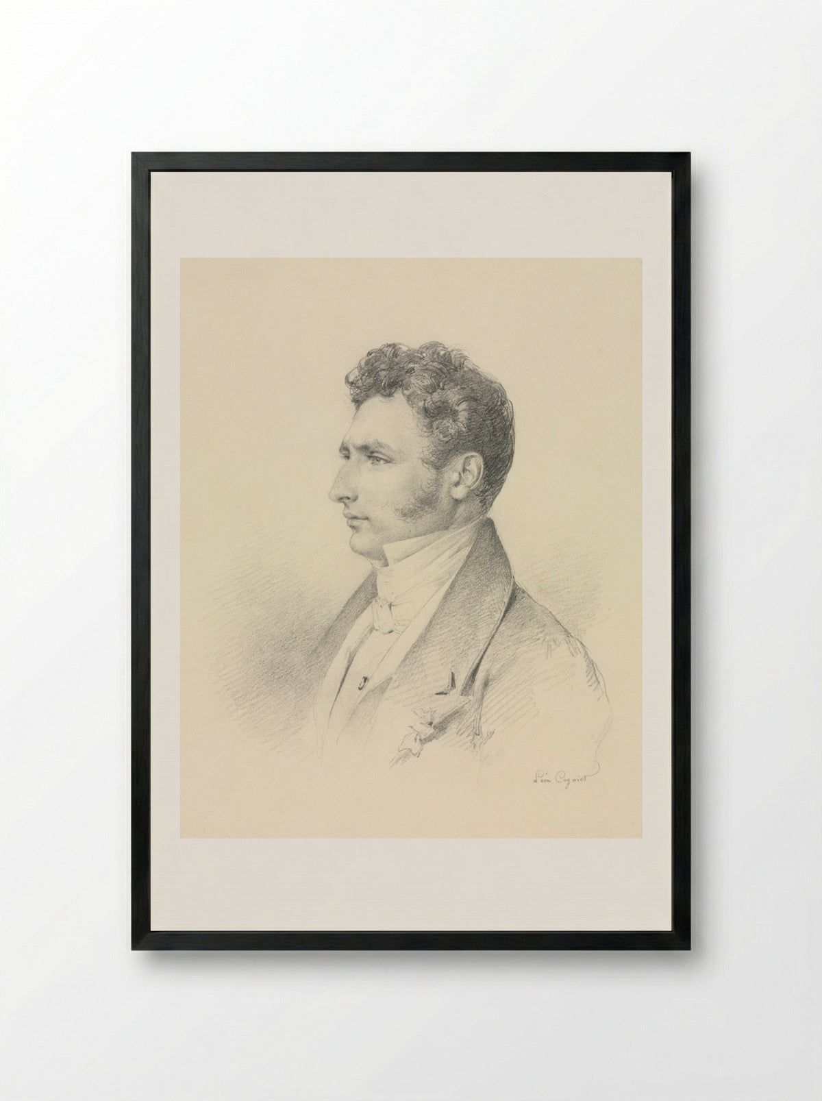 Portrait of a Gentleman - Léon Cogniet - Framed Print Black