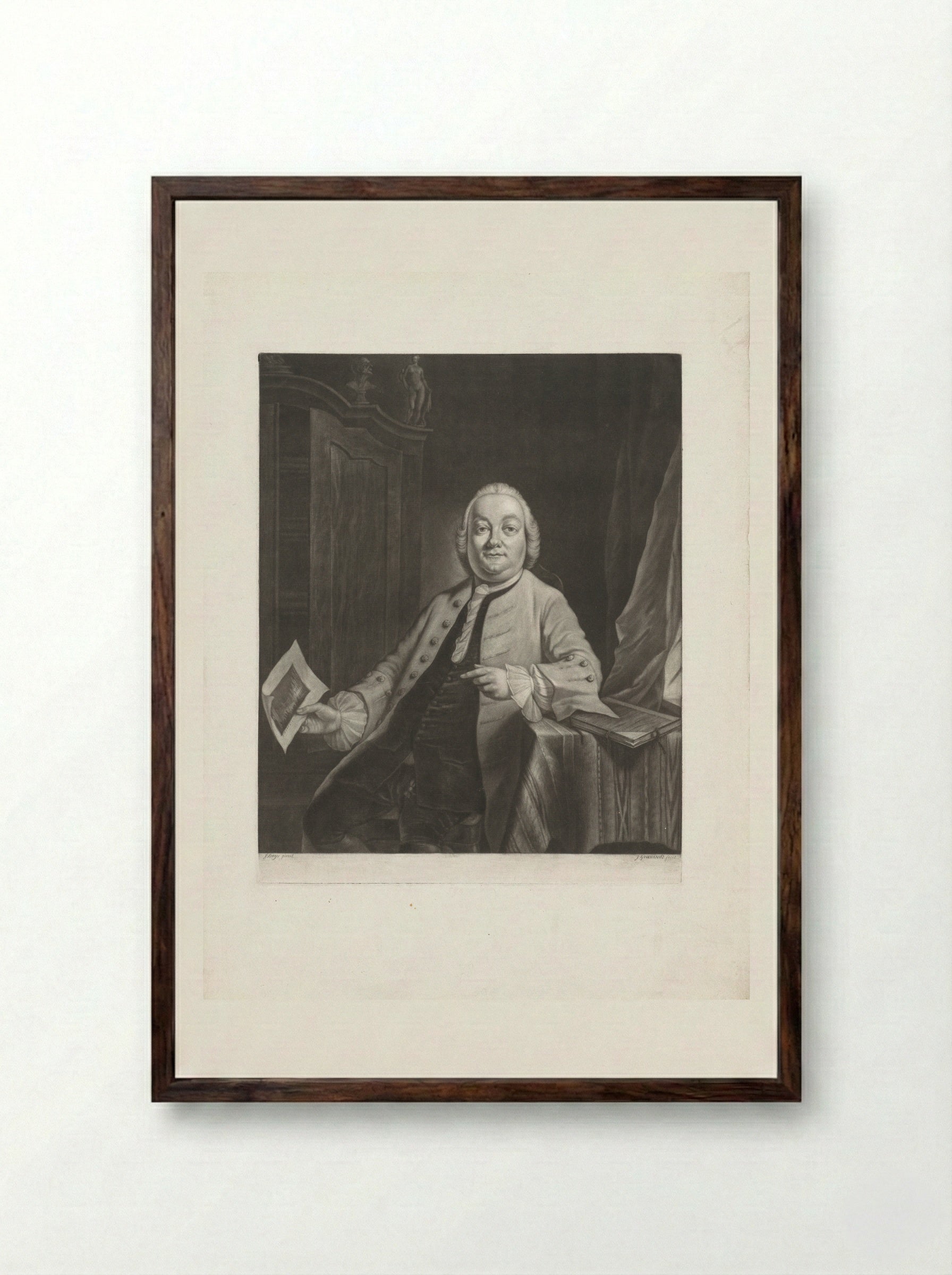 Portrait of a Gentleman - Simon Fokke - Framed Print Dark Wood