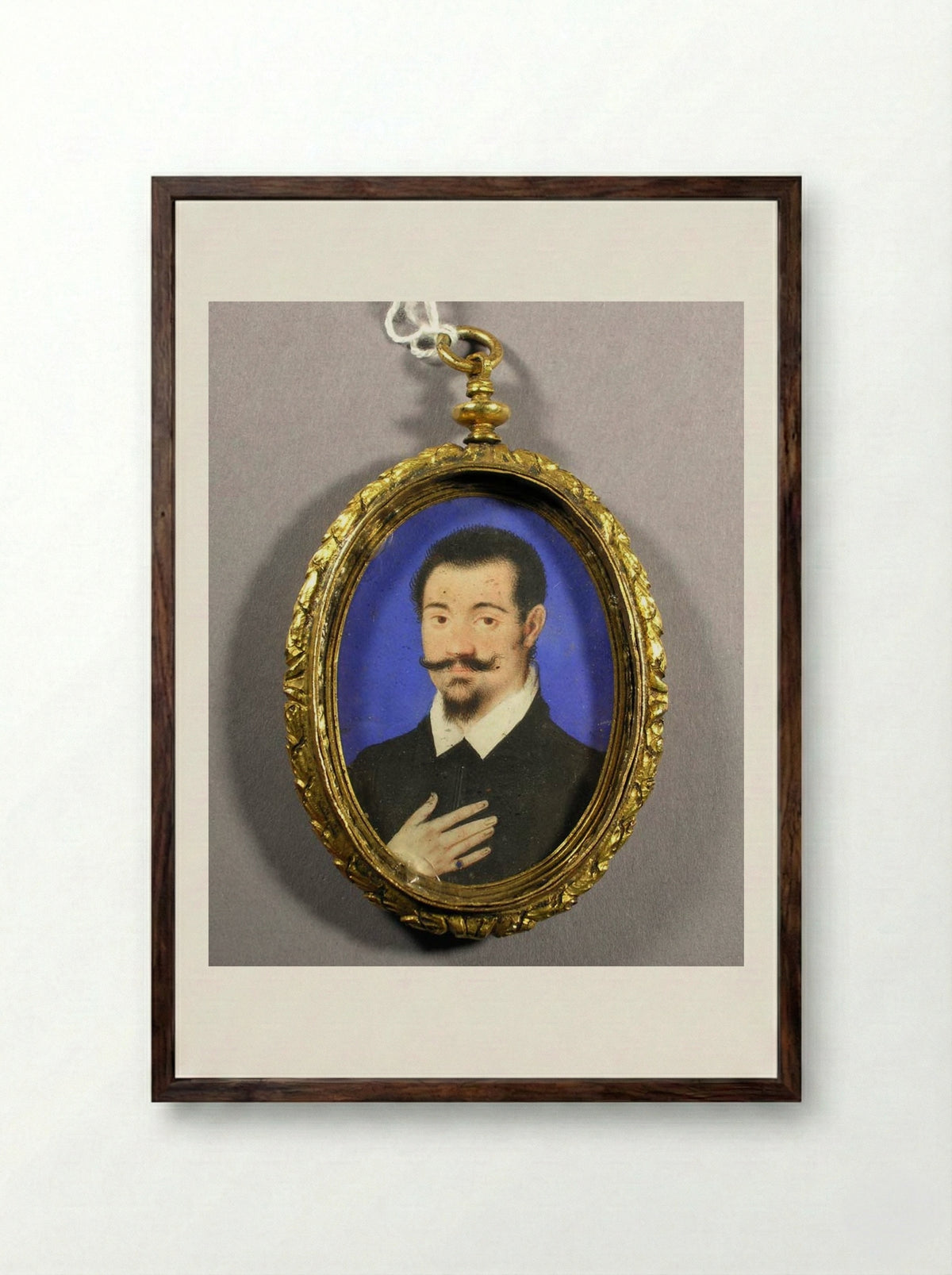 Portrait of a Gentleman - Isaac Oliver - Framed Print Dark Wood