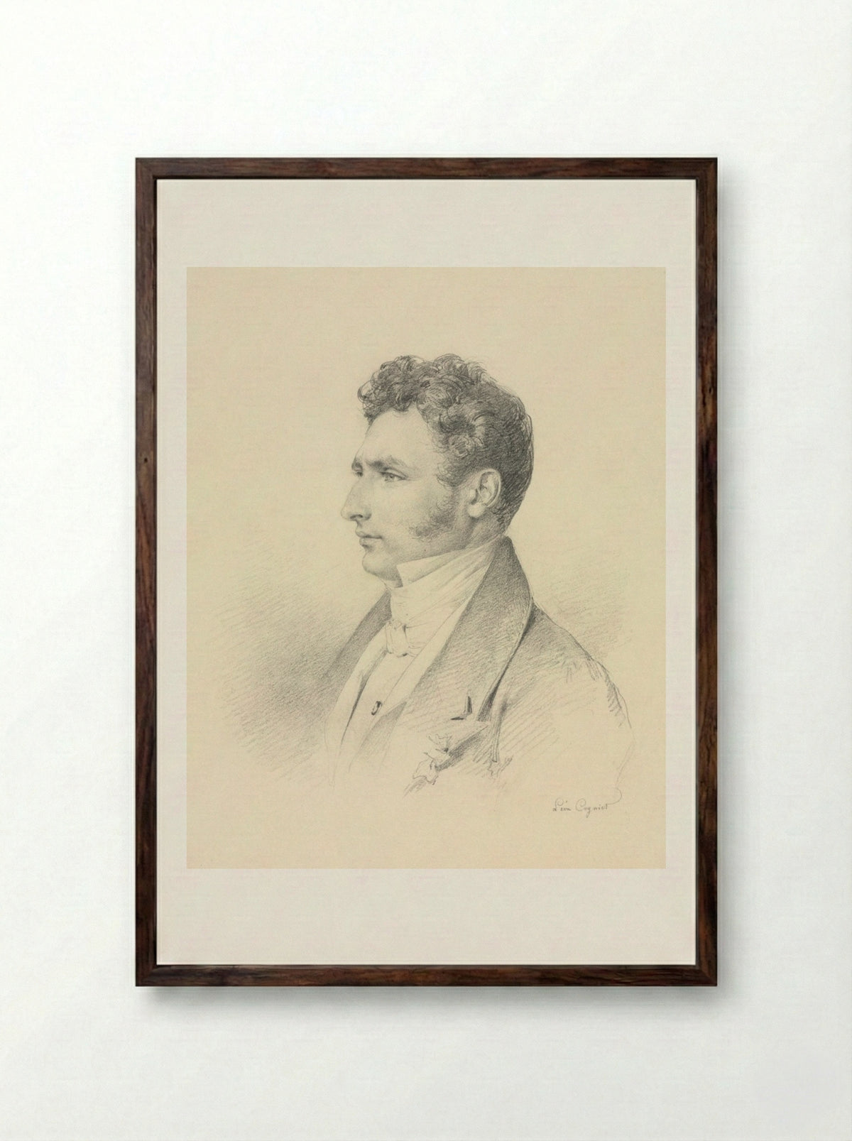 Portrait of a Gentleman - Léon Cogniet - Framed Print Dark Wood