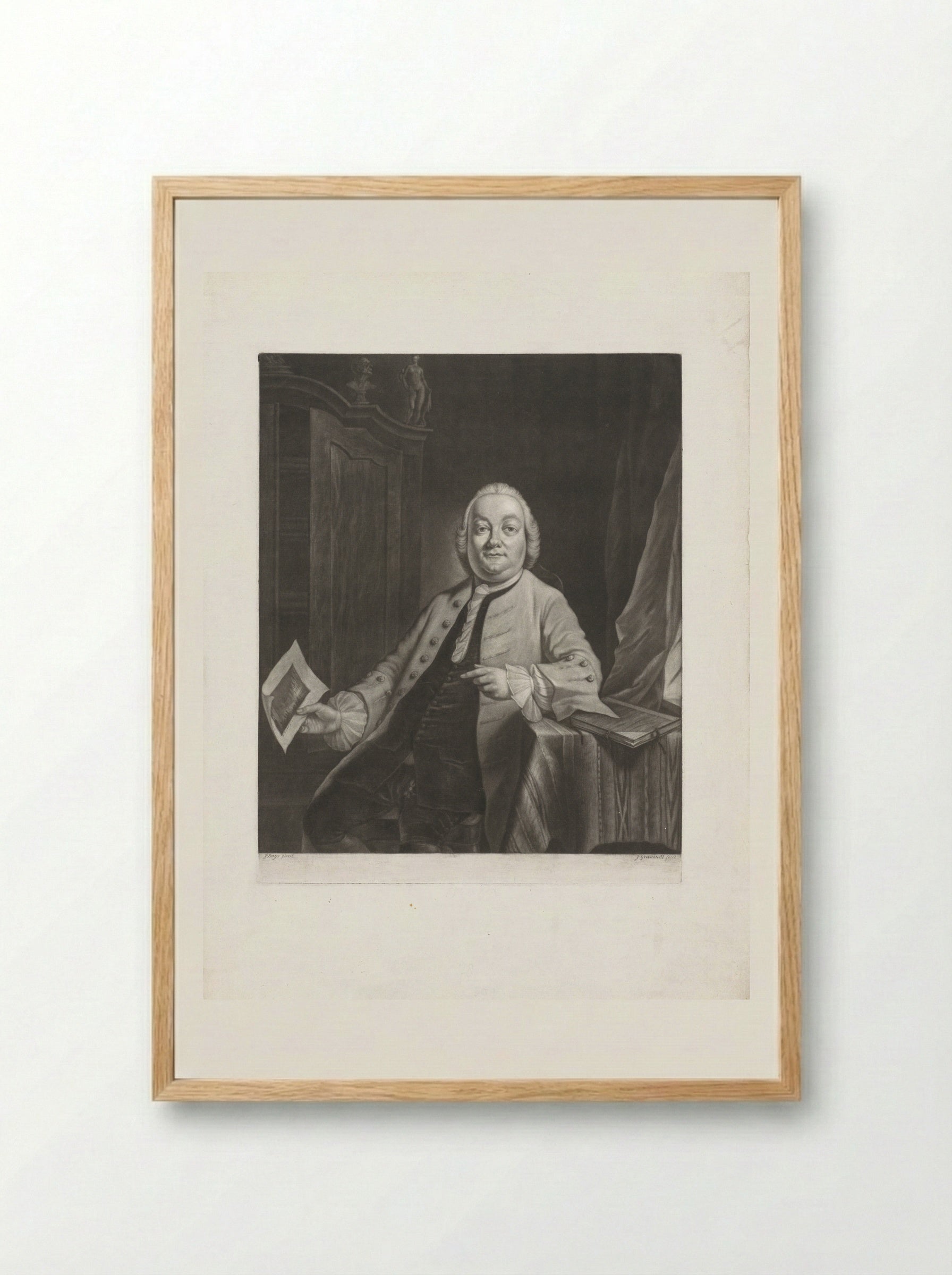 Portrait of a Gentleman - Simon Fokke - Framed Print Wood