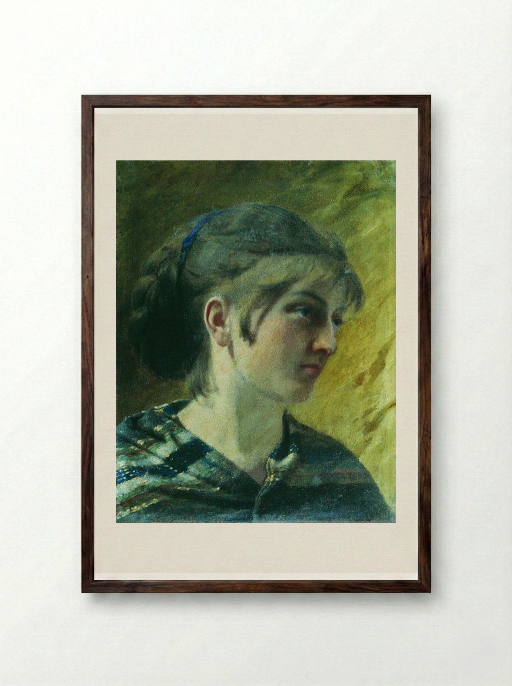 Portrait of a Girl (Evdokia Kuznetsova) - Fyodor Bronnikov - Framed Print Dark Wood