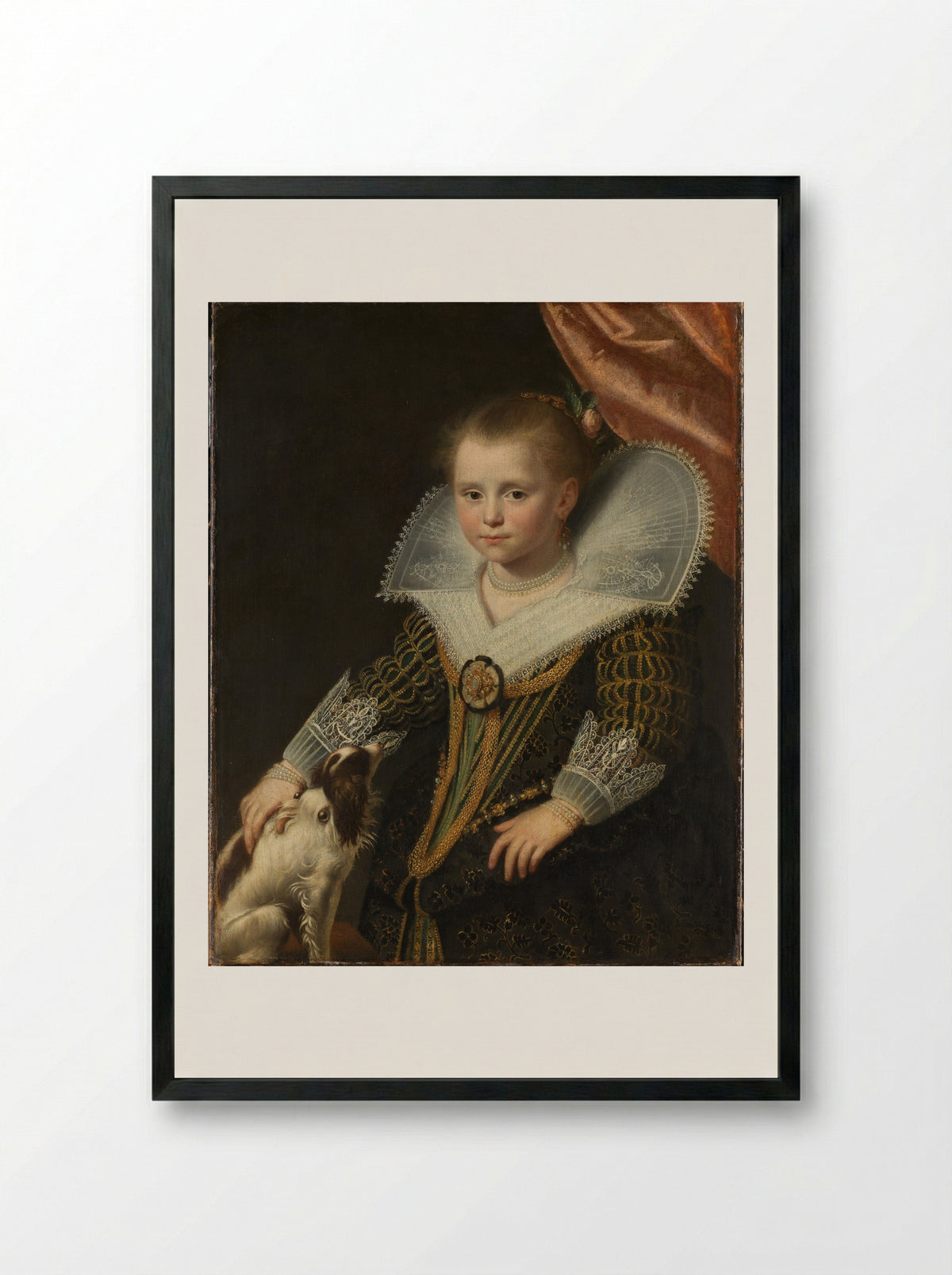 Portrait of a Girl, Known as ‘The Little Princess’ - Paulus Moreelse - Framed Print Black