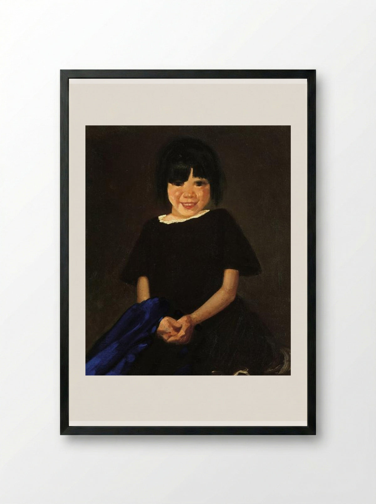Portrait of a Girl in Black - George Luks - Framed Print Black