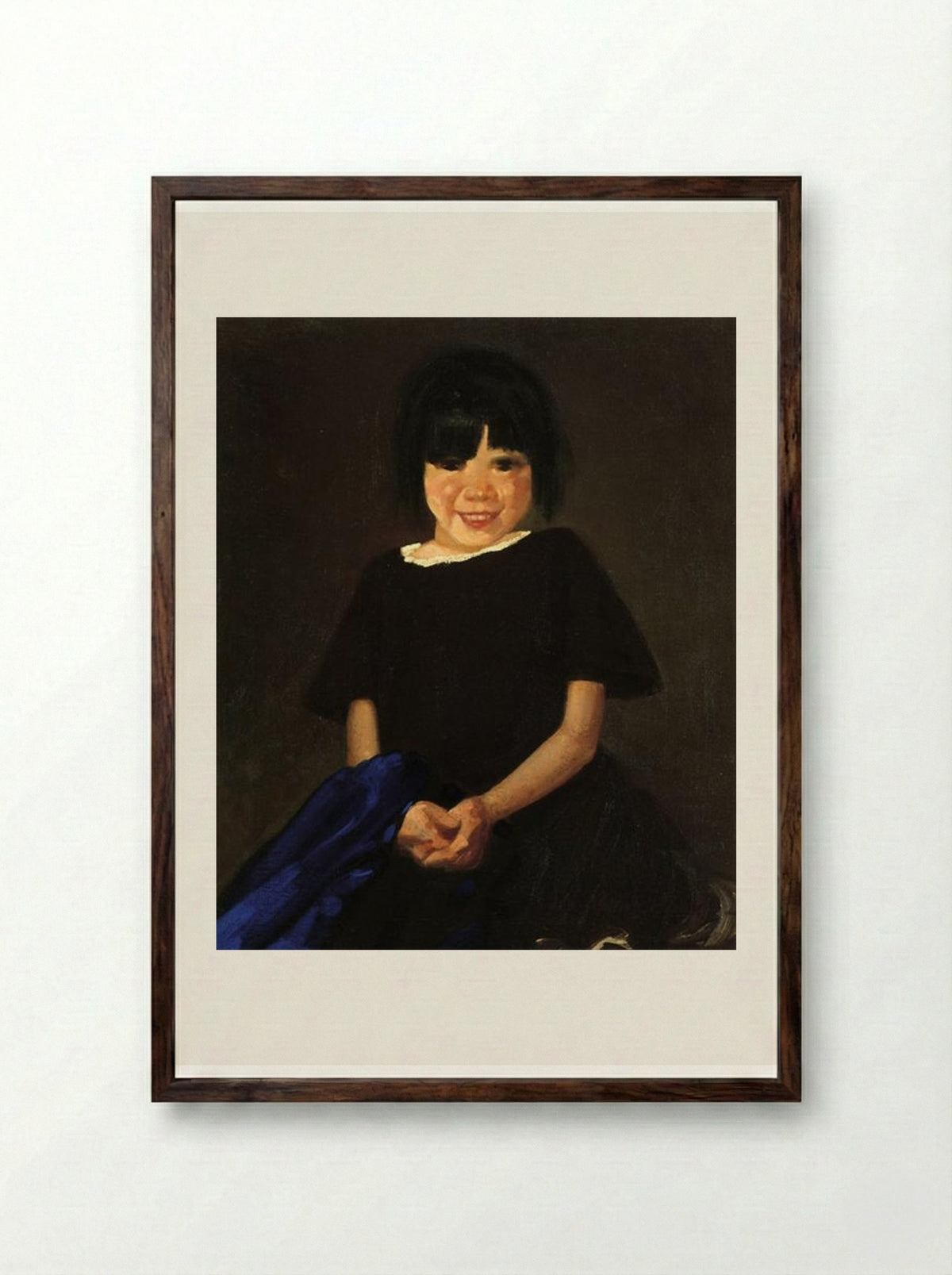 Portrait of a Girl in Black - George Luks - Framed Print Dark Wood