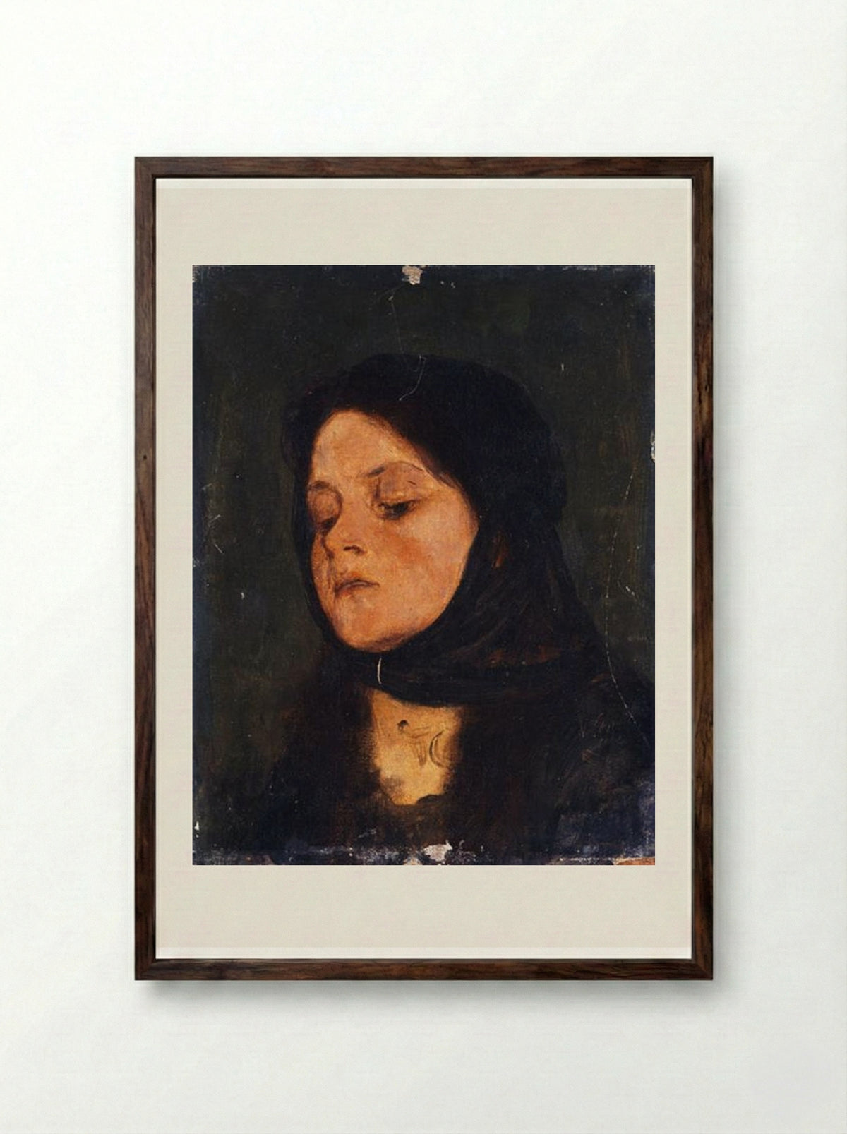 Portrait of a Girl - Nikolaos Gyzis - Framed Print Dark Wood
