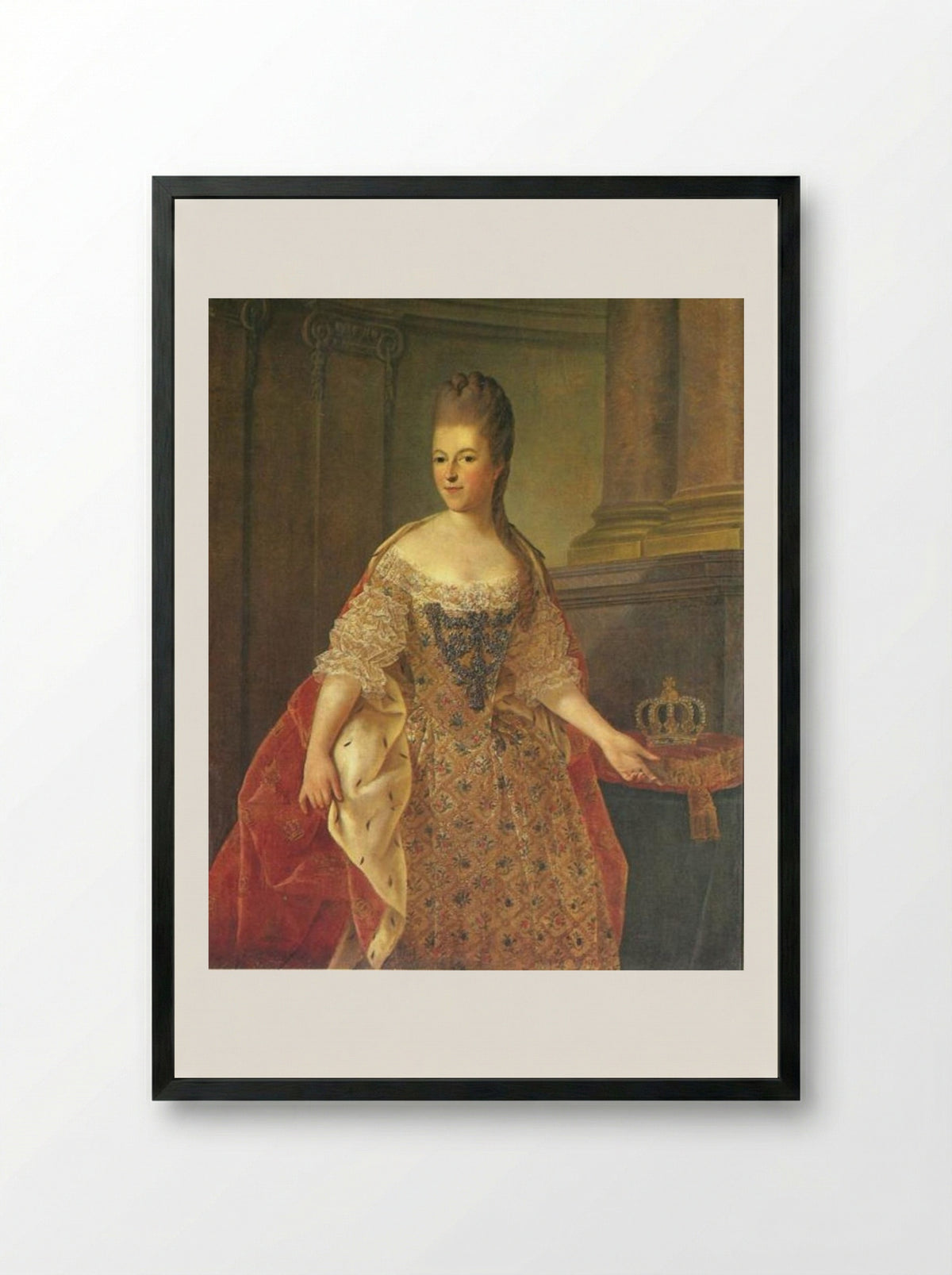 Portrait of a Lady of the Van de Poll Family - Guillaume de Spinny - Framed Print Black
