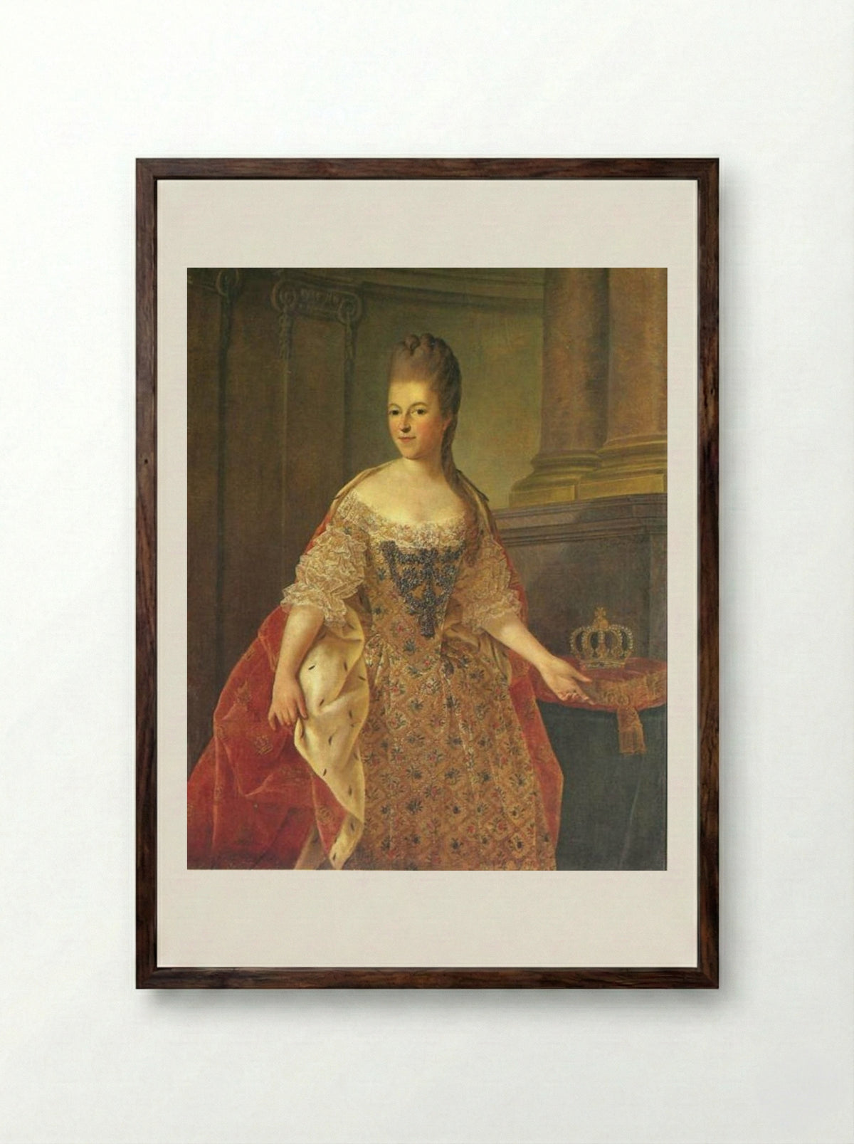 Portrait of a Lady of the Van de Poll Family - Guillaume de Spinny - Framed Print Dark Wood