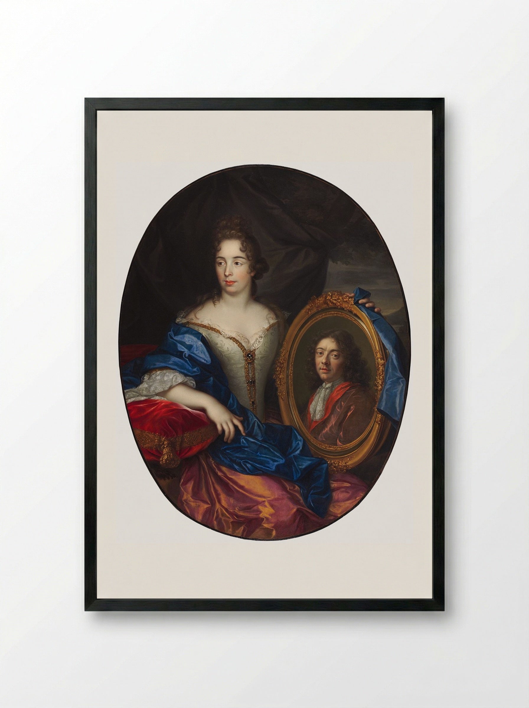 Portrait of a Lady, said to be the Duchess of Aiguillon - Pierre Mignard - Framed Print Black