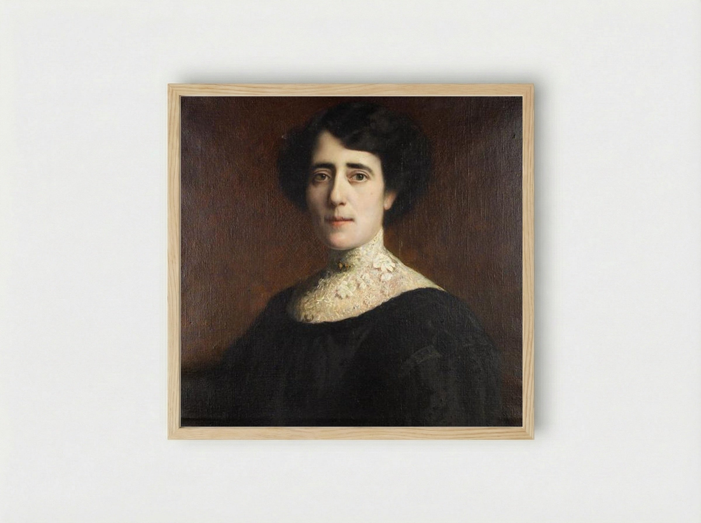 Portrait of a Lady with Lace Collar - Franz von Stuck - Framed Print Wood