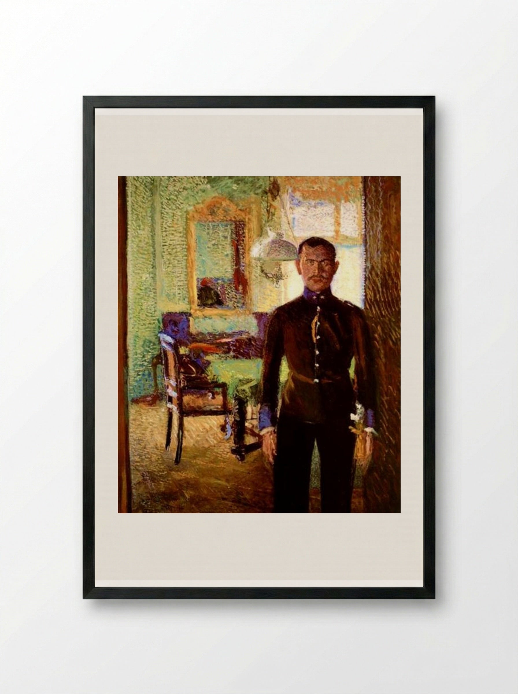 Portrait of a Lieutenant (Alois Gerstl) - Richard Gerstl - Framed Print Black