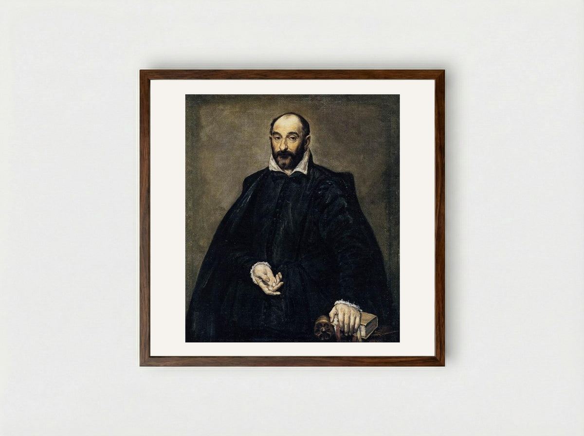 Portrait of a Man (Andrea Palladio) - El Greco - Framed Print Dark Wood