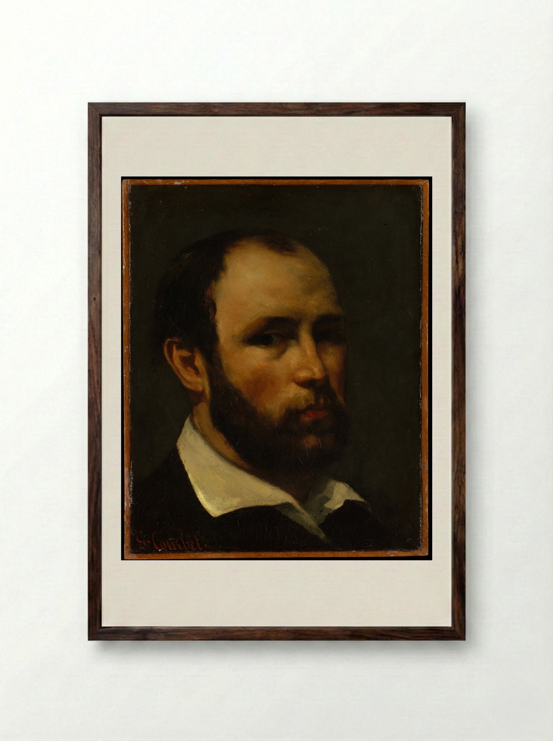 Portrait of a Man (Gustave Courbet) - Gustave Courbet - Framed Print Dark Wood