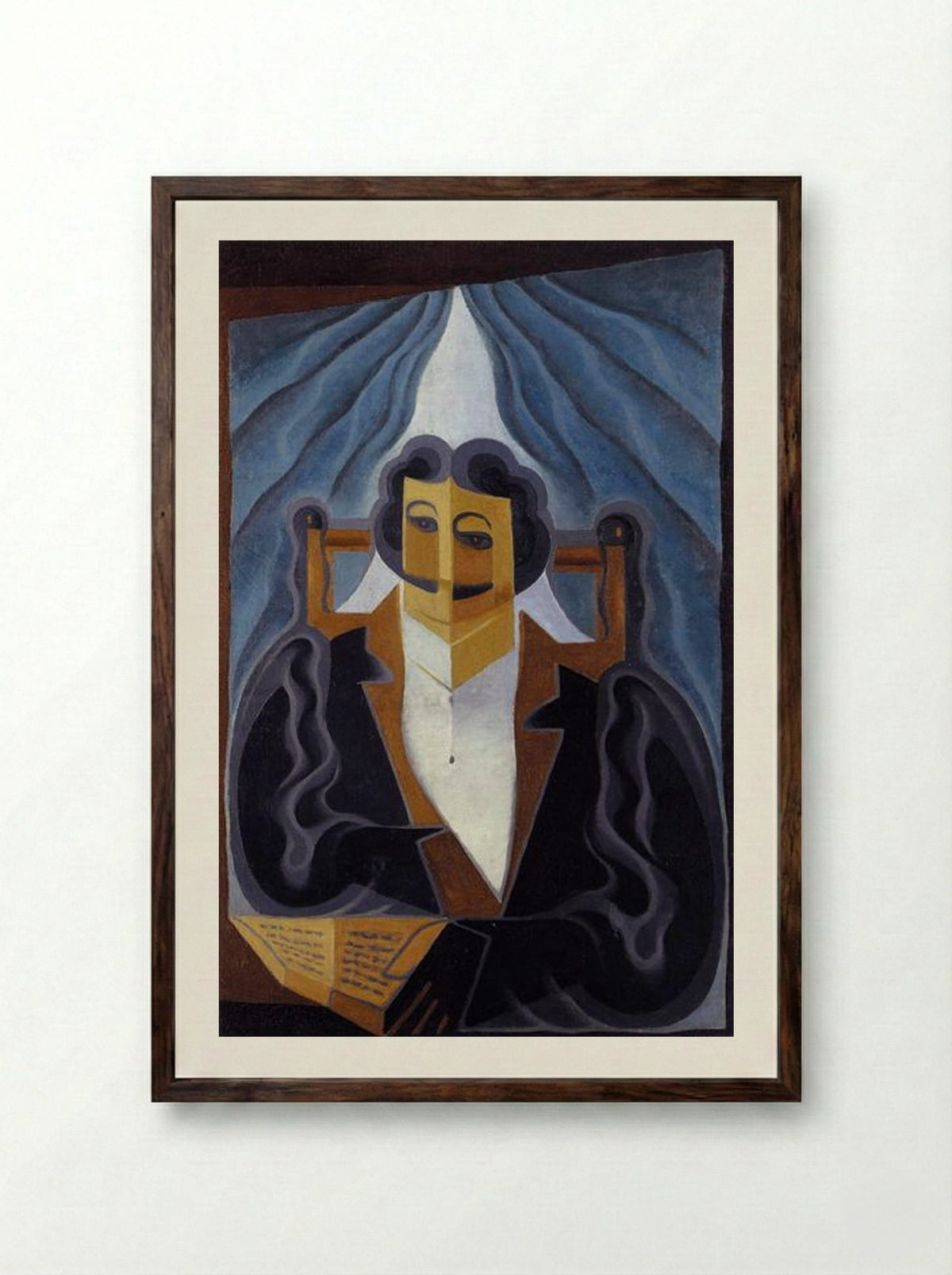 Portrait of a Man (Juan Gris) - Juan Gris - Framed Print Dark Wood