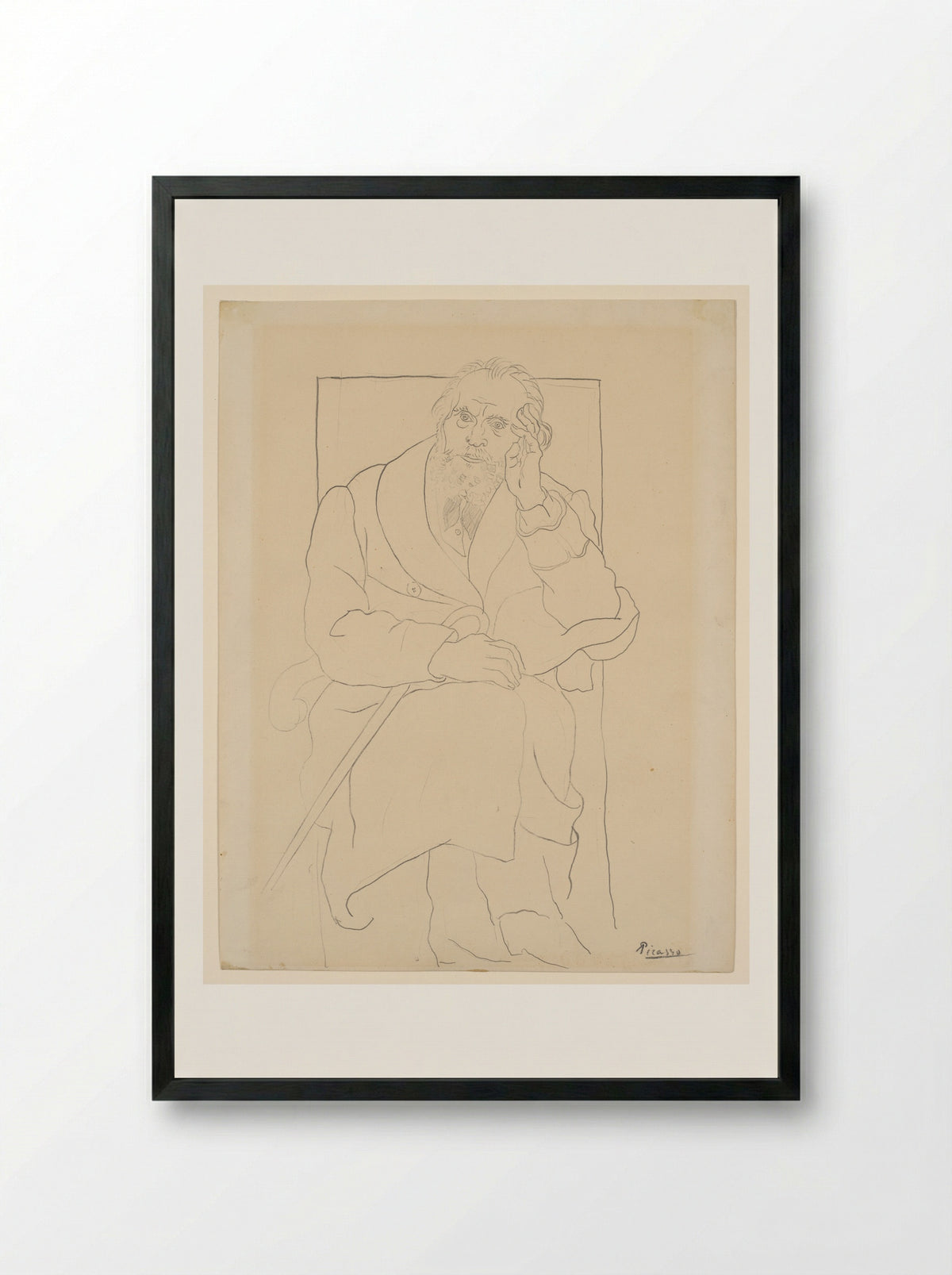 Portrait of a Man (Pablo Ruiz Picasso) - Pablo Picasso - Framed Print Black