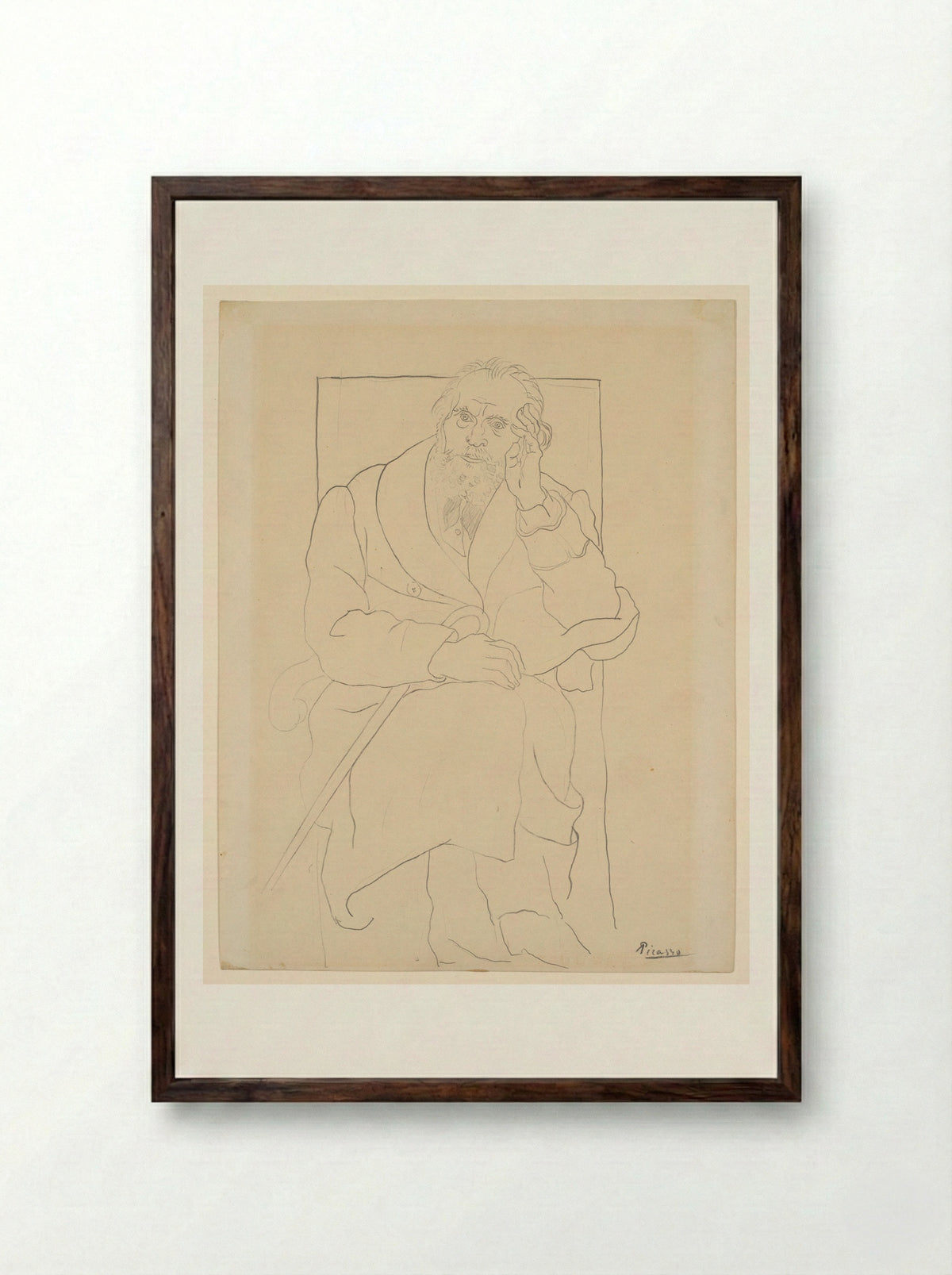 Portrait of a Man (Pablo Ruiz Picasso) - Pablo Picasso - Framed Print Dark Wood