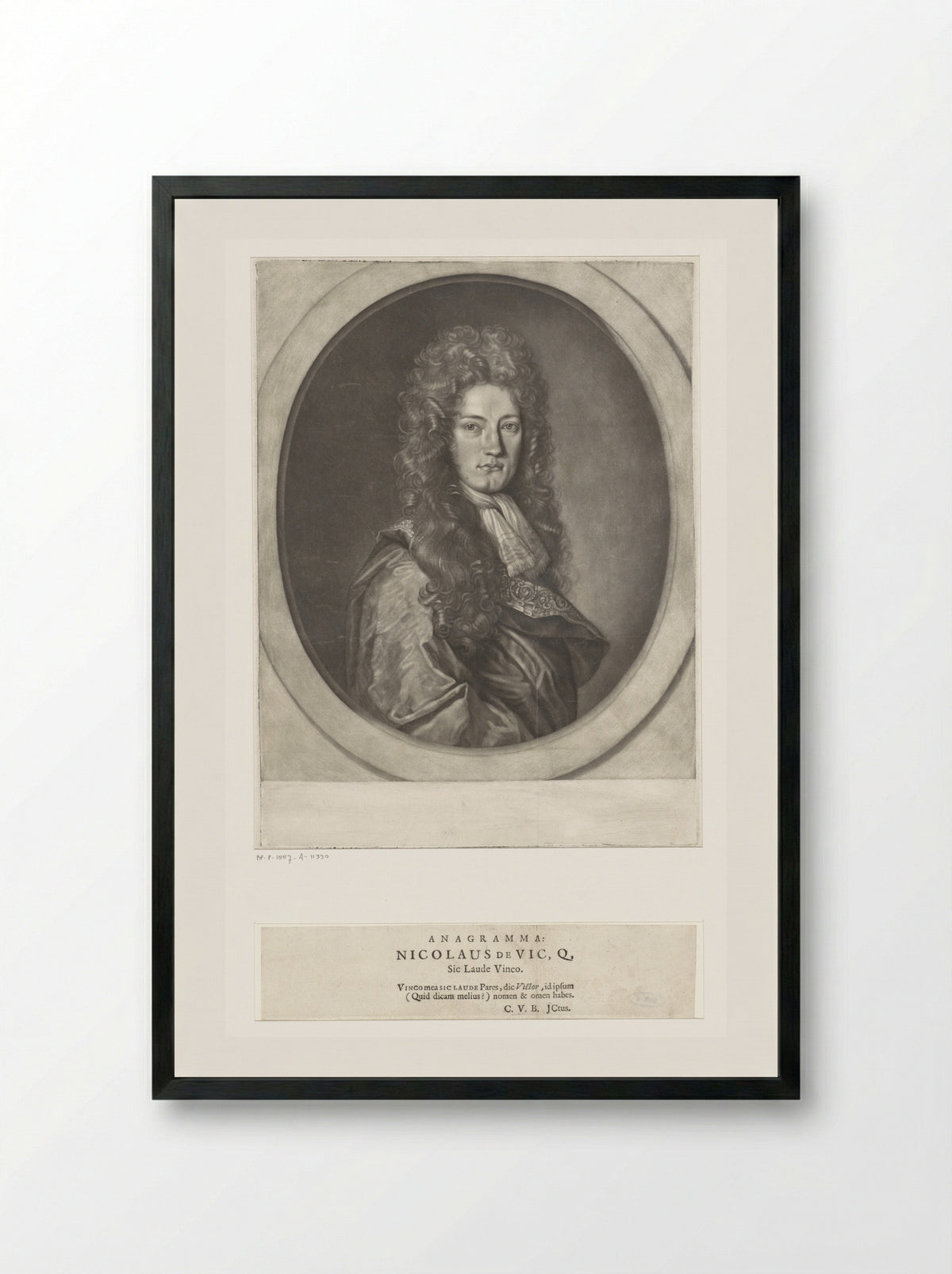 Portrait of a Man, Possibly Nicolaas de Vicq - Monogrammist CVB - Framed Print Black