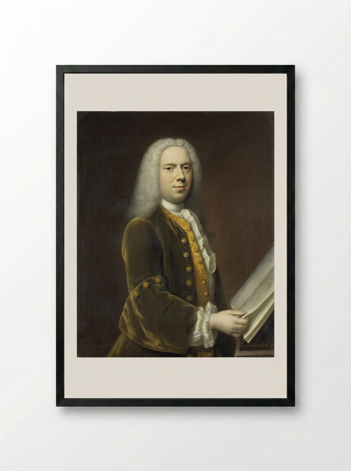 Portrait of a Man, Probably Cornelis Troost - Balthasar Denner - Framed Print Black