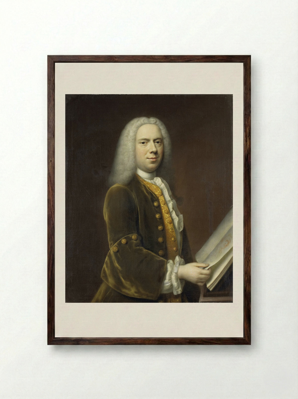 Portrait of a Man, Probably Cornelis Troost - Balthasar Denner - Framed Print Dark Wood