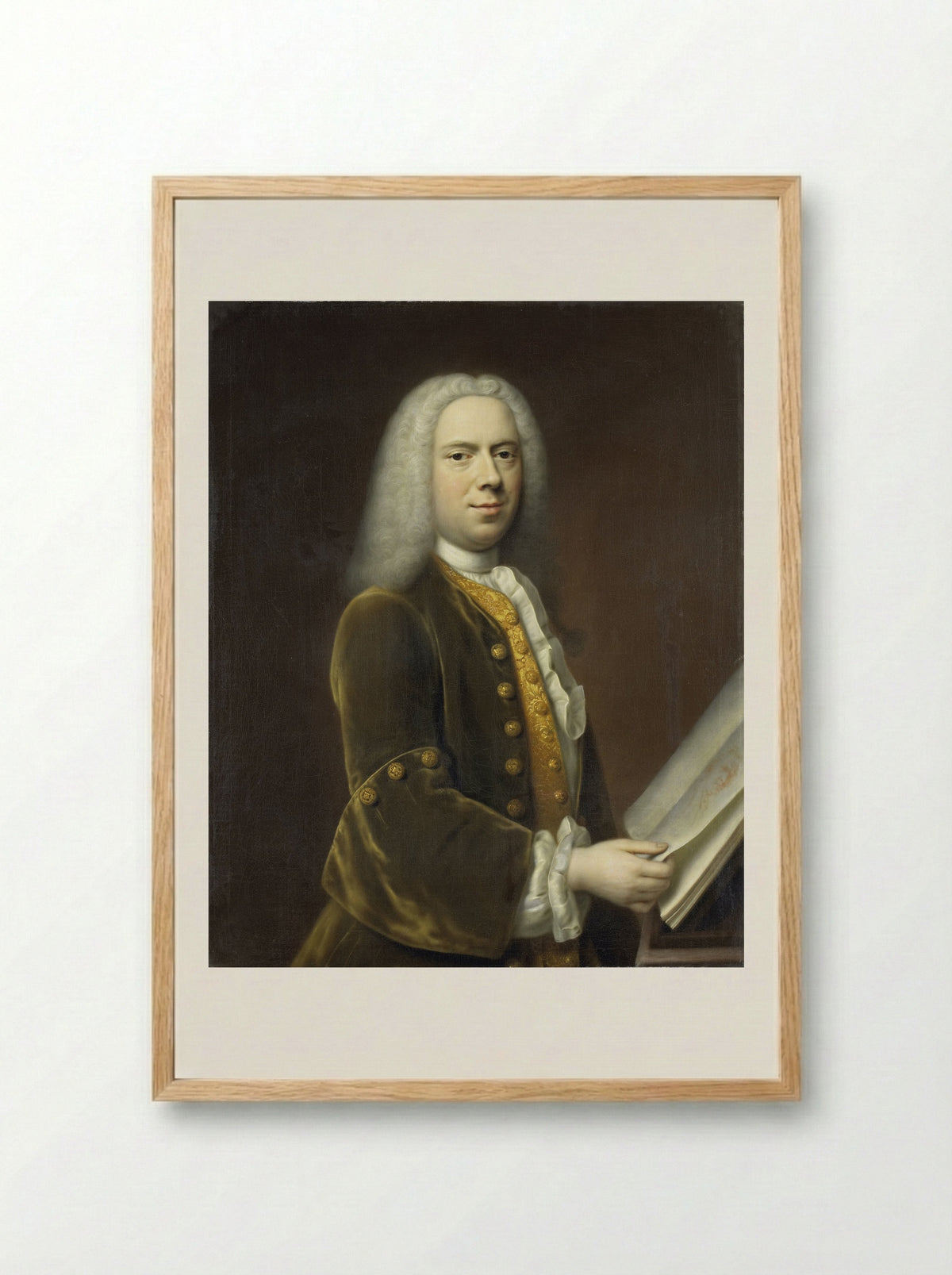 Portrait of a Man, Probably Cornelis Troost - Balthasar Denner - Framed Print Wood