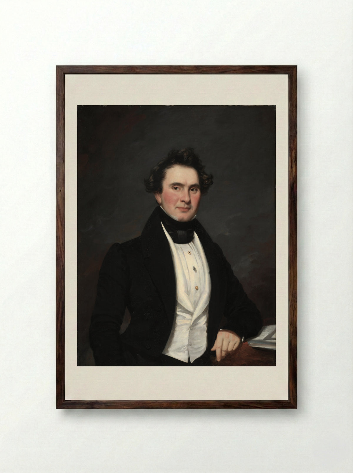 Portrait of a Man (Samuel Lovett Waldo) - Samuel Lovett Waldo - Framed Print Dark Wood