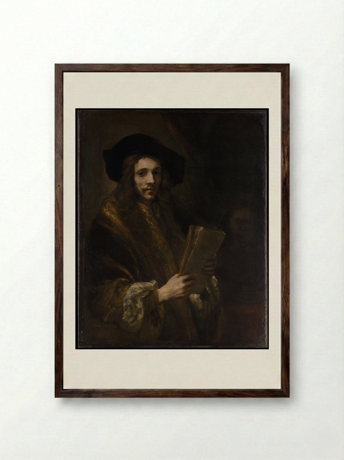 Portrait of a Man (The Auctioneer) - Rembrandt van Rijn - Framed Print Dark Wood