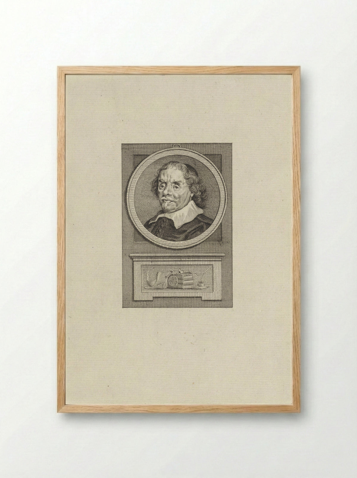 Portrait of a Man at a Writing Desk - Johannes Heinsius - Framed Print Wood