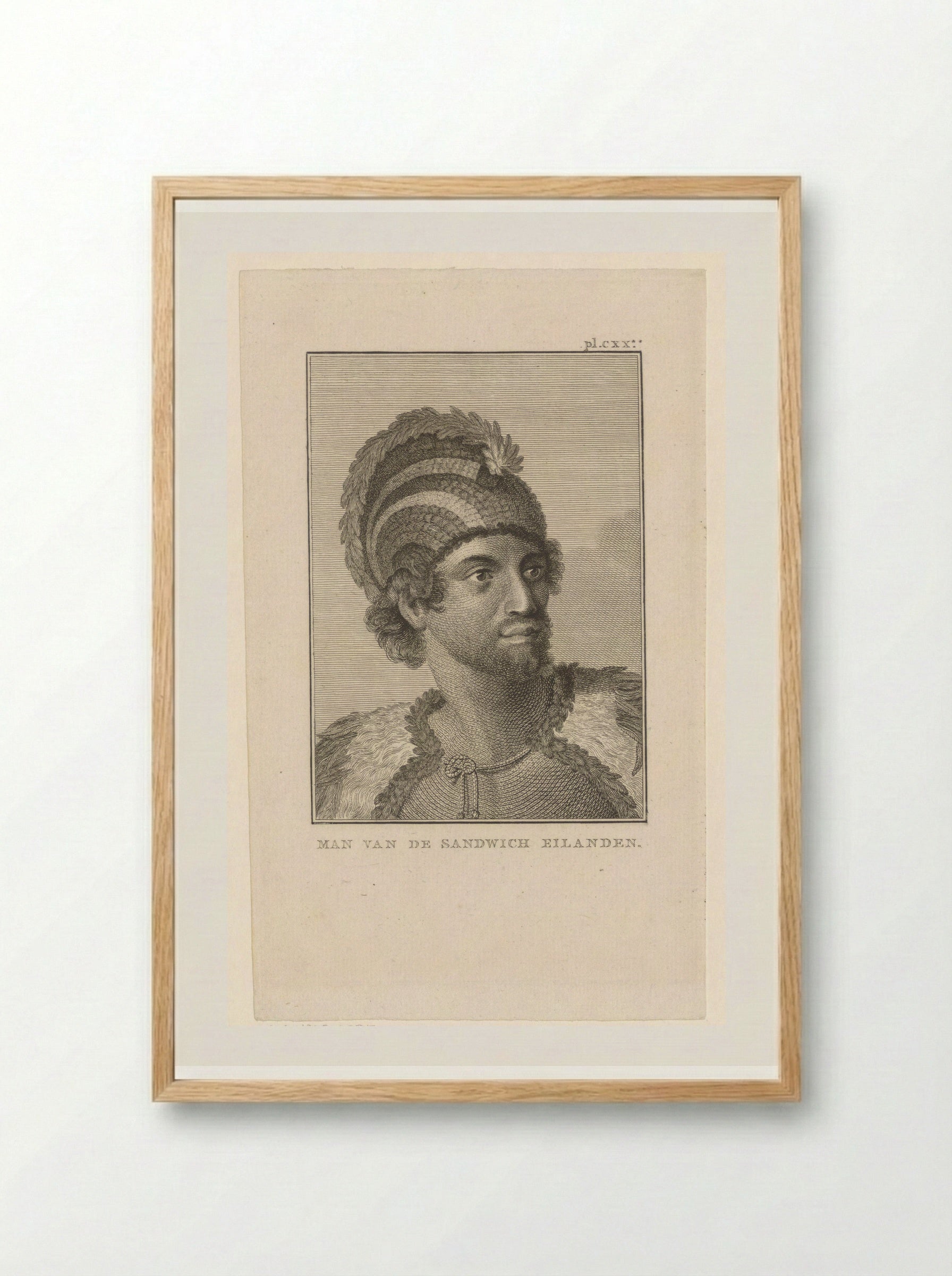 Portrait of a Man from the Sandwich Islands - Fine Art Print - Framed Print Wood