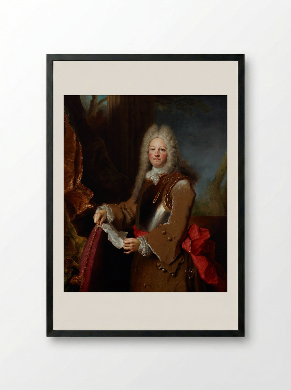 Portrait of a Man in Armour - Nicolas de Largillierre - Framed Print Black