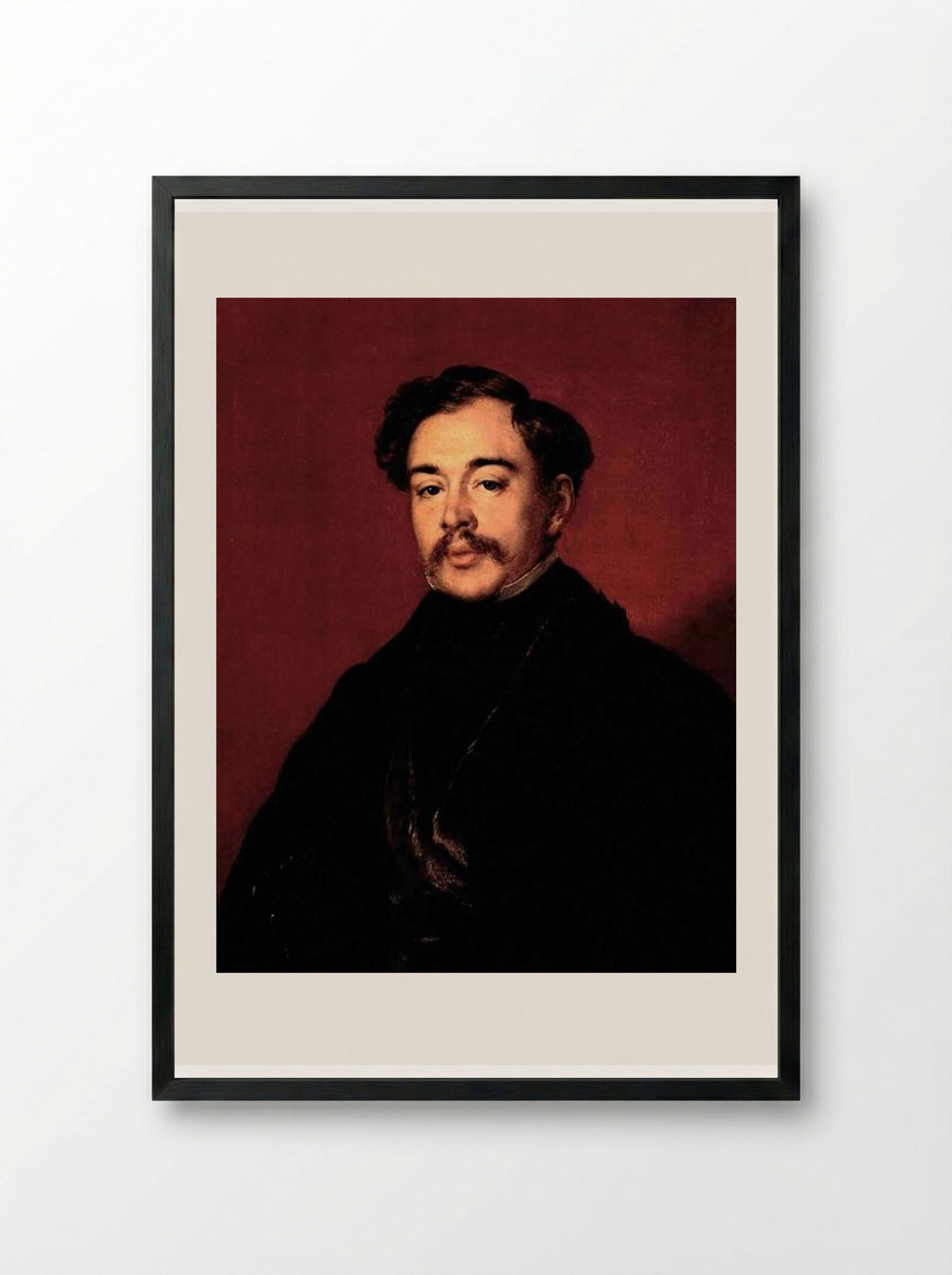 Portrait of a Man in a Black Coat - Vasily Tropinin - Framed Print Black
