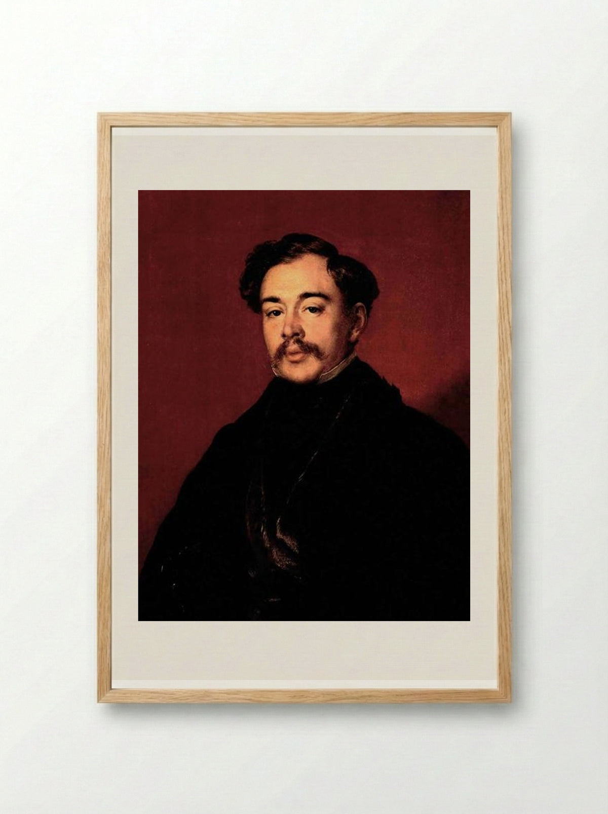 Portrait of a Man in a Black Coat - Vasily Tropinin - Framed Print Wood