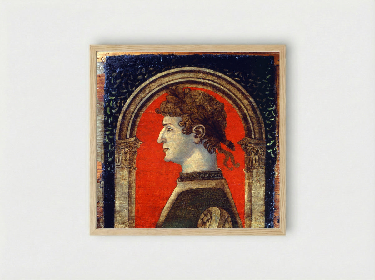 Portrait of a Man in a Fur-Trimmed Coat - Italian (Lombard) Painter - Framed Print Wood