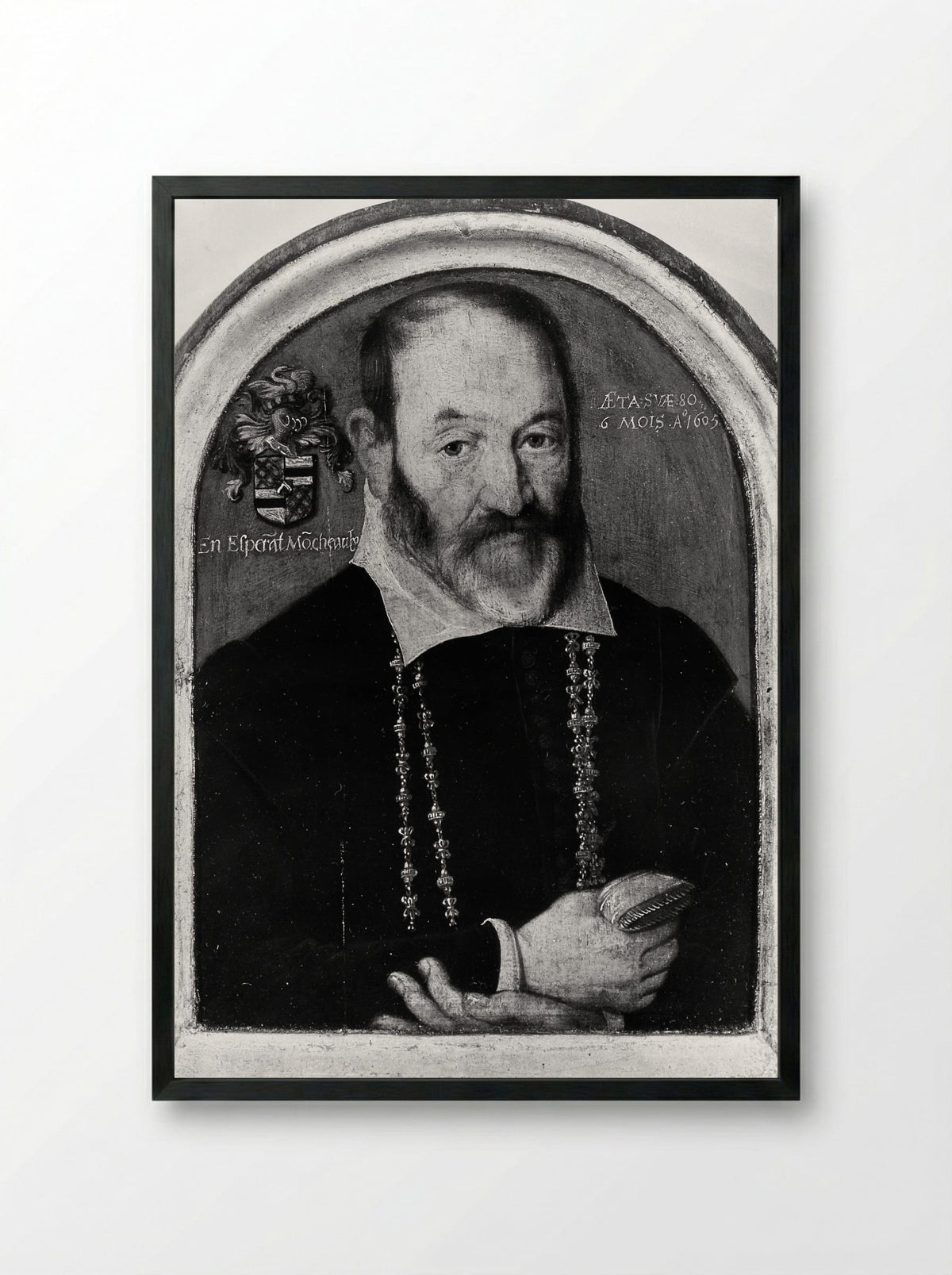 Portrait of a Man of the Moncheaux Family - Northern French Painter - Framed Print Black