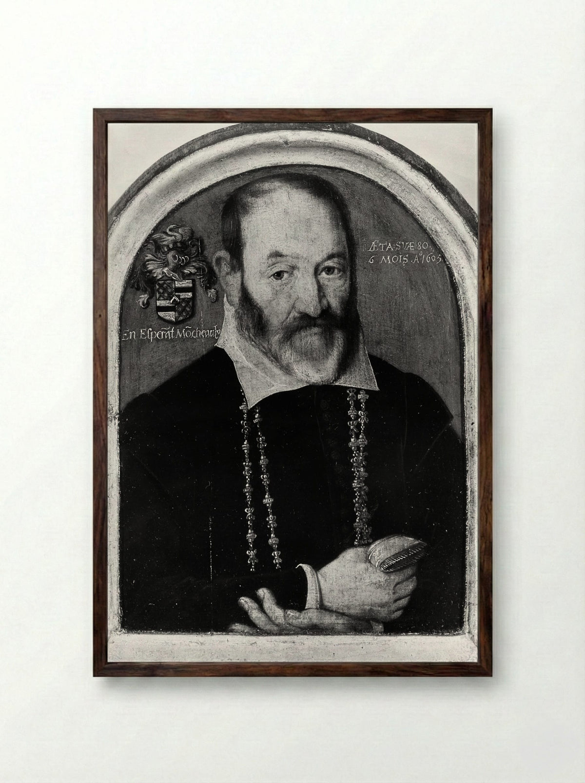 Portrait of a Man of the Moncheaux Family - Northern French Painter - Framed Print Dark Wood